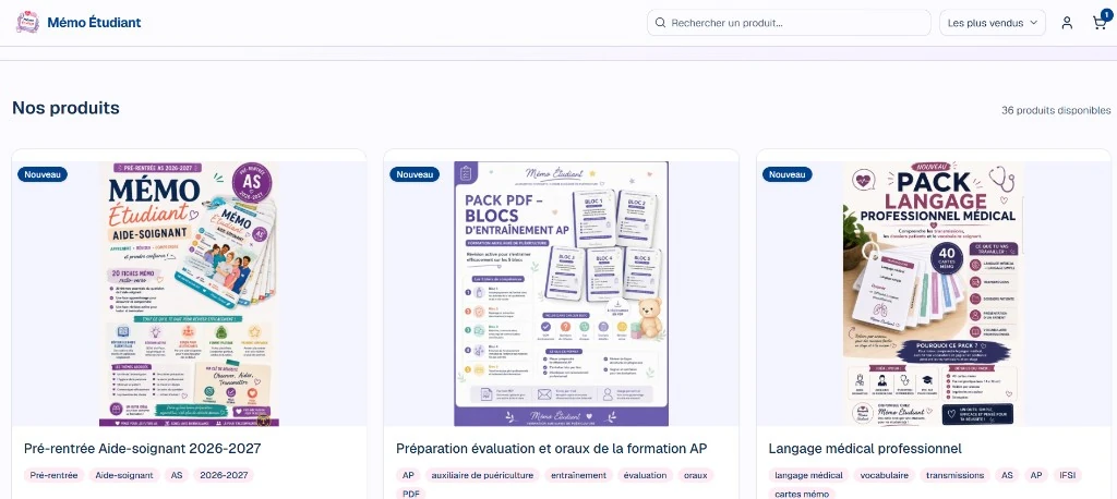 Catalogue Mémo Étudiant : packs et fiches de révision